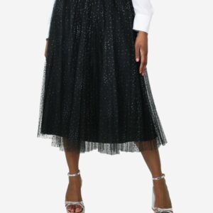 Red Valentino Black Polka Dot Tulle Midi Skirt - Size Uk 12, Women's