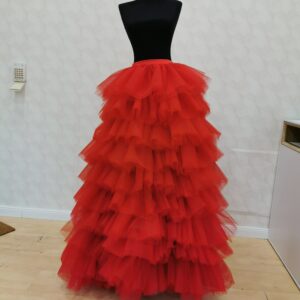 Regina - Italian Tulle Skirt/ Ruffles Gathered Red Royal Pride Celeb