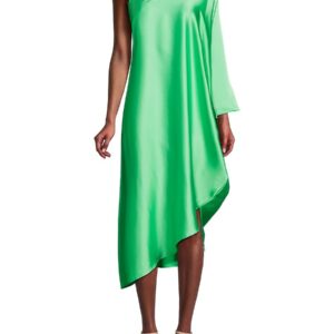 Renee C. Women's One Shoulder Satin Midi Dress - Tea Green - Size L