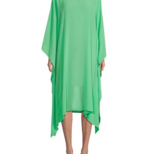 Renee C. Women's Semi Sheer Asymmetric Midi Dress - Tea Green - Size M