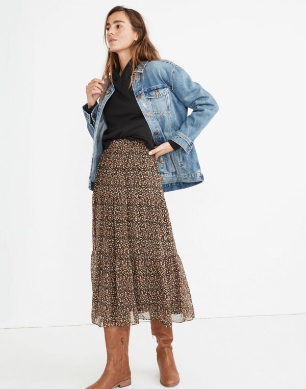 (Re)sourced Georgette Tiered Maxi Skirt in Folktale Paisley