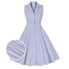 Retro Vintage 1950s Vintage Dress Cocktail Dress Swing Dress Flare Dress Women's Plaid Checkered Checkered Gingham Masquerade Party / Evening Dress