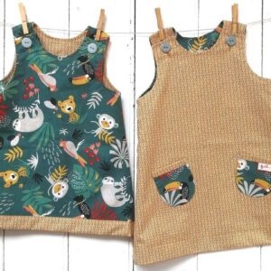 Reversible Jungle Pinafore Dress Cotton