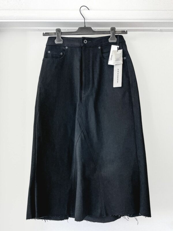 Rick Owens x Rick Owens Drkshdw Fw22 Strobe Godet Raw Denim Midi Skirt in Black, Men's (Size 29)