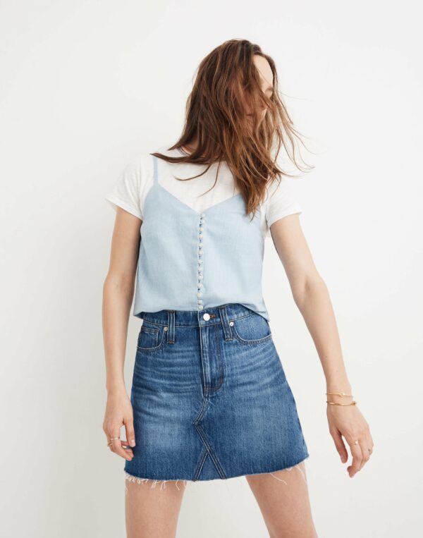 Rigid Denim A-Line Mini Skirt in Lakeline Wash: Eco Edition