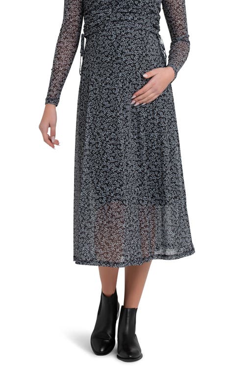 Ripe Maternity Layla Floral Maternity A-Line Skirt in Black /Storm at Nordstrom, Size Large