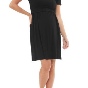 Ripe Maternity Rib Maternity/Nursing T-Shirt Dress in Black at Nordstrom, Size X-Small