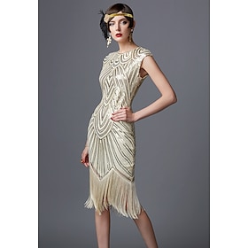 Roaring 20s 1920s Cocktail Dress Vintage Dress Flapper Dress Dress Halloween Costumes Prom Dresses Christmas Party Dress Knee Length The Great Gatsby Charlesto