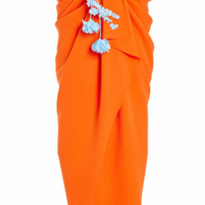 Rosie Assoulin - Sarong But So Right Floral-Garland Gathered Silk Maxi Skirt - Orange - US 8 - Moda Operandi