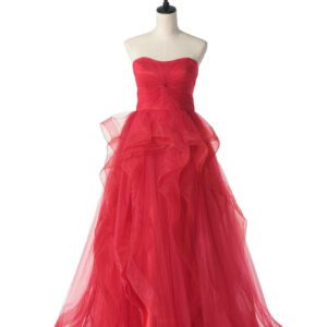 Rosyfancy Red Ruched Bodice Fluffy Tulle Skirt Evening Prom Dress