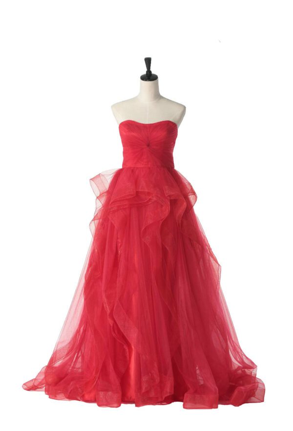 Rosyfancy Red Ruched Bodice Fluffy Tulle Skirt Evening Prom Dress