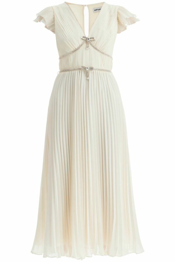 SELF PORTRAIT midi pleated chiffon dress