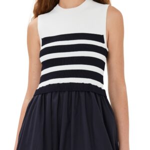 SIMKHAI Josey Bubble Skirt Mini Dress Midnight Stripe XS