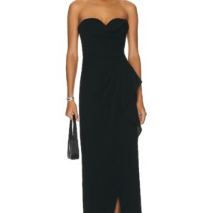 SIMKHAI Keelan Strapless Bustier Midi Dress in Black