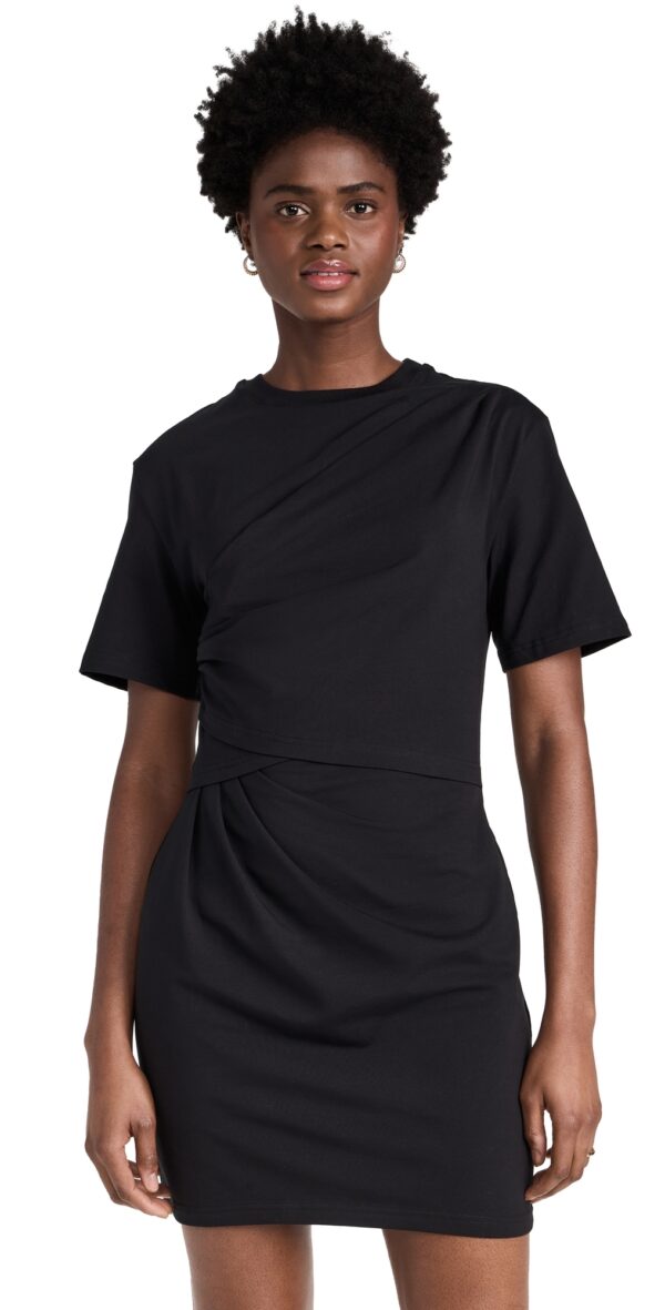 SIMKHAI Zeus Draped T-Shirt Dress Black XS