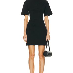 SIMKHAI Zeus Draped T-Shirt Dress in Black