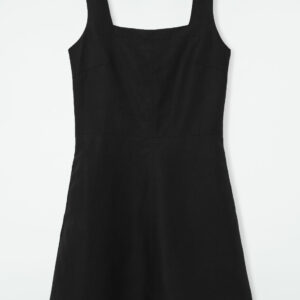 SQUARE-NECK MINI PINAFORE DRESS