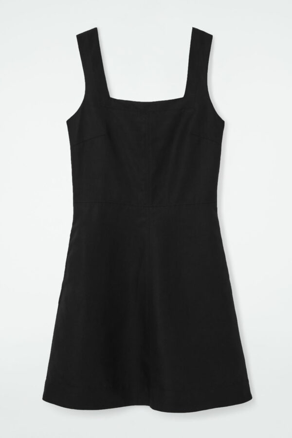 SQUARE-NECK MINI PINAFORE DRESS