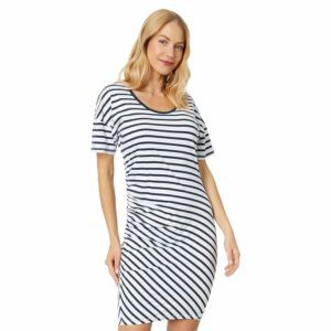 SUNDRY Stripe T-Shirt Dress (White) Women's Clothing