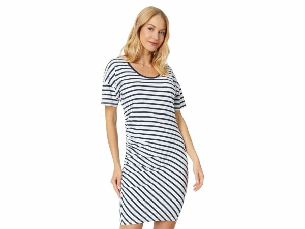 SUNDRY Stripe T-Shirt Dress (White) Women's Clothing