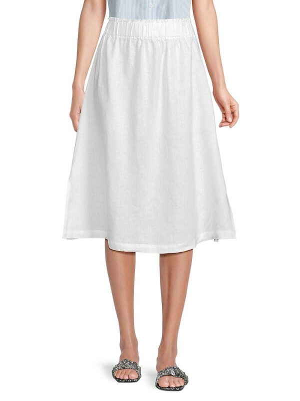 Saks Fifth Avenue Women's 100% Linen A-line Midi Skirt - White - Size XL