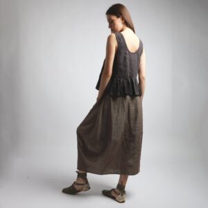 Sample Sale - Sizes Xs, S Brown Melange Manon Maxi Bubble Linen Skirt, Asymmetric Urban Ethical Clothing