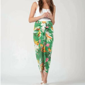 Sarong Wrap Skirt In Green Tropical