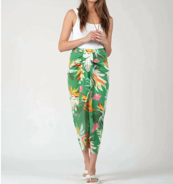 Sarong Wrap Skirt In Green Tropical