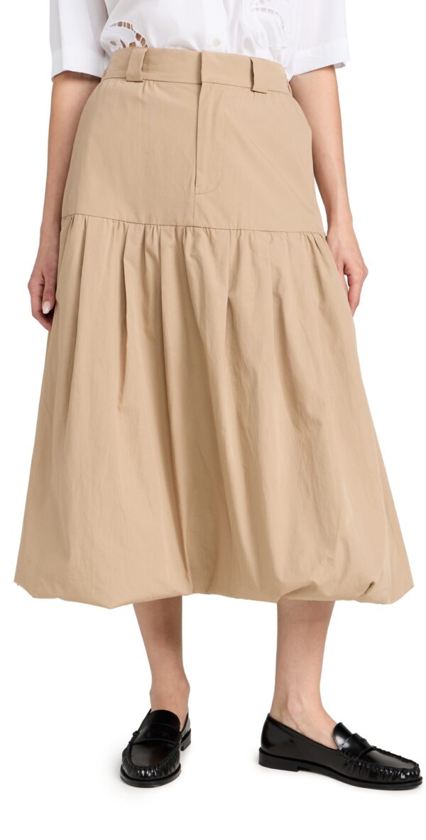 Sea Belle Stone Washed Chino Bubble Skirt Khaki S