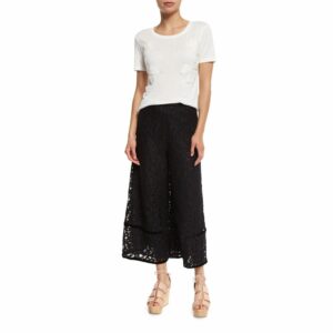 See By Chloe Lace-Trim Velour Black Culottes 36, Women's