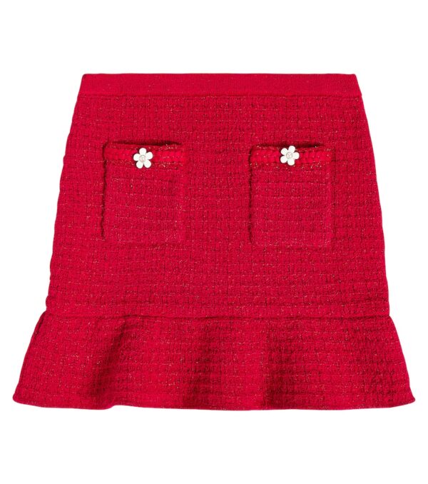 Self-Portrait Kids Embellished peplum tweed skirt