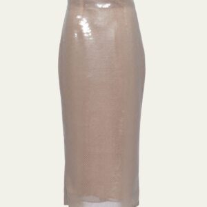 Sequined Tulle Pencil Midi Skirt