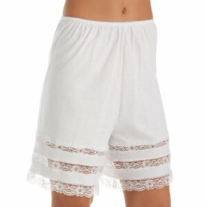 Shadowline Women's Adjustable Cotton Knit Culottes in White (3386) | Size Medium | HerRoom.com