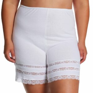 Shadowline Women's Plus Adjustable Cotton Knit Culottes in White (3386X) | Plus Size XL | HerRoom.com