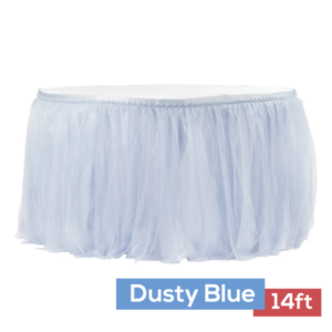 Sheer Tulle Tutu Table Skirt - 14ft long - Dusty Blue