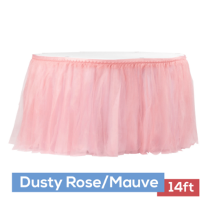 Sheer Tulle Tutu Table Skirt - 14ft long - Dusty Rose/Mauve