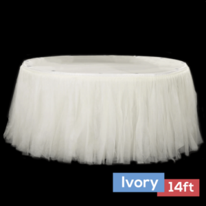 Sheer Tulle Tutu Table Skirt - 14ft long - Ivory