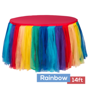 Sheer Tulle Tutu Table Skirt - 14ft long - Rainbow