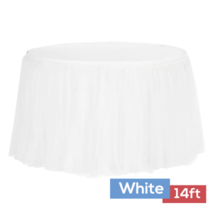 Sheer Tulle Tutu Table Skirt - 14ft long - White