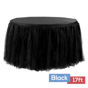 Sheer Tulle Tutu Table Skirt - 17ft long - Black