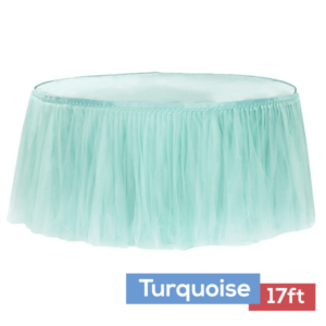 Sheer Tulle Tutu Table Skirt - 17ft long - Turquoise