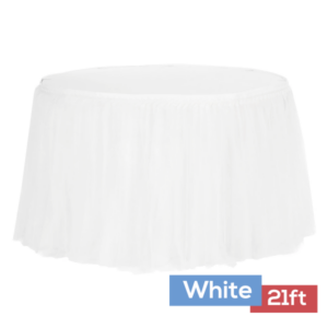 Sheer Tulle Tutu Table Skirt - 21ft long - White