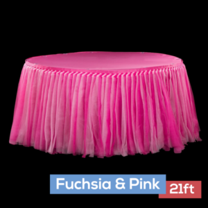 Sheer Two Tone Tulle Tutu Table Skirt - 21ft long - Fuchsia & Pink