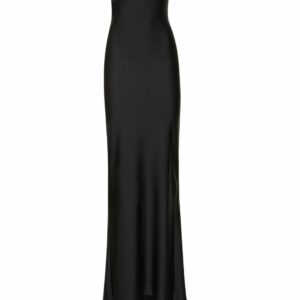 Shiny Jersey Strapless Long Dress