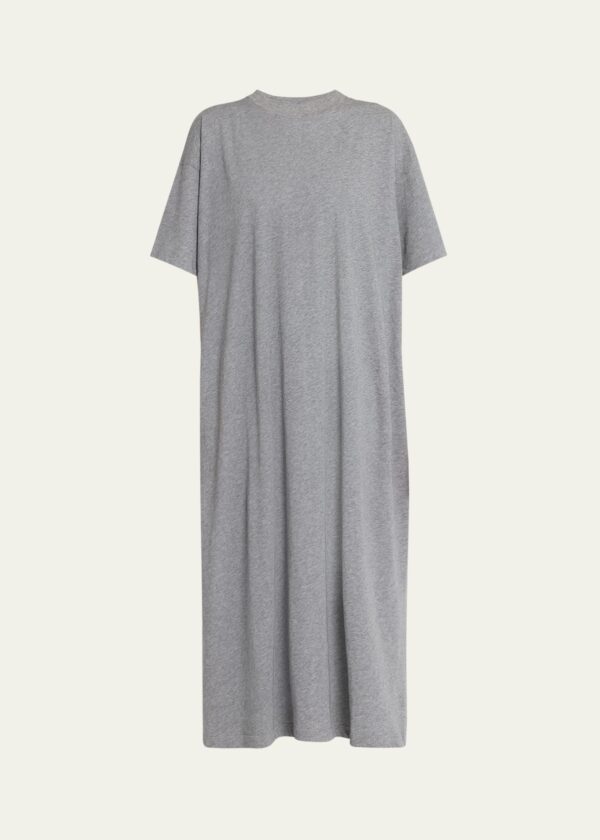 Simo Short-Sleeve Heathered Cotton Maxi T-Shirt Dress