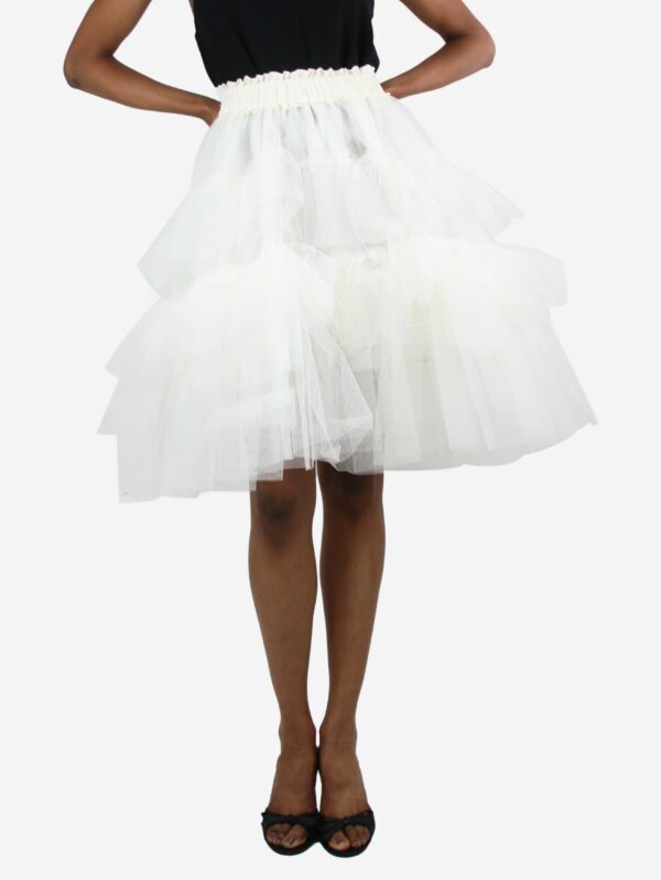 Simone Rocha Cream Elasticated Layered Tulle Skirt - Size Uk 6, Women's