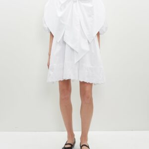 Simone Rocha Front Bow Cotton Smock Dress White/White Size: 6