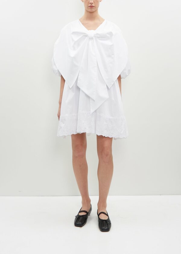 Simone Rocha Front Bow Cotton Smock Dress White/White Size: 6