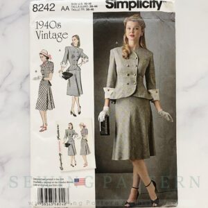 Simplicity 8242. 10-18 Uncut Ff New. Peplum 2 Piece Skirt Suit With Slim Straight Dress Ensemble. 1940S Vintage Sewing Pattern Reissue