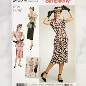 Simplicity 8463. 6-14 Uncut Ff New. Peplum 2 Piece Dress With Slim Straight Skirt Ensemble. 1940S Vintage Sewing Pattern Reissue